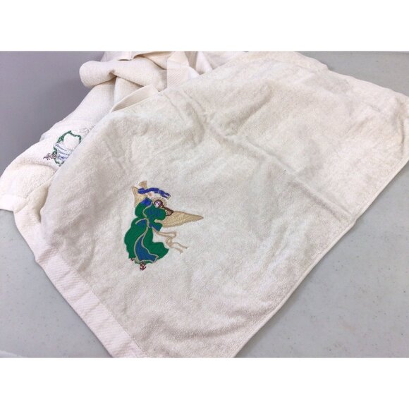 Vintage Christmas Angel Bath And Hand Towel Set New - Picture 5 of 6